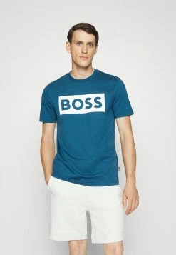 BOSS TIBURT - Print T-shirt - Medium Blue