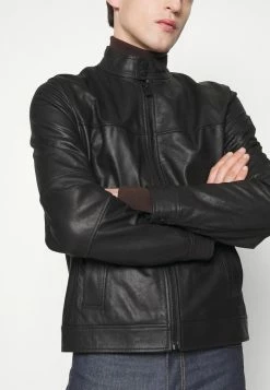 BOSS JOSEP - Leather Jacket - Black -BOSS Sales Store 14b37cc1c5a84fc09d8a15e2550c1aa4