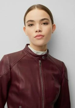 BOSS C SAFLIMA - Leather Jacket - Dark Red Two -BOSS Sales Store 163ae3bcc5024d6a8f901a416a603228