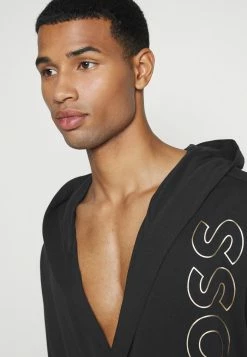 BOSS IDENTITY HOODED ROBE - Dressing Gown - Black -BOSS Sales Store 24e5e579a7304f3c850dd51c4e459333