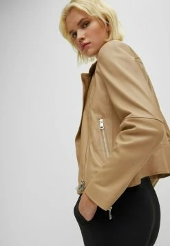 BOSS SALELI - Leather Jacket - Beige -BOSS Sales Store 281ef8876748477da591791405123fcc