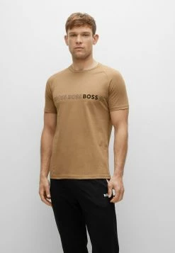 BOSS RN SLIM FIT - Print T-shirt - Beige