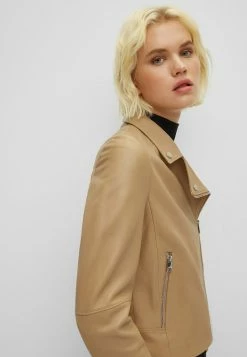 BOSS SALELI - Leather Jacket - Beige -BOSS Sales Store 37b7bb583af4462dbeb13ff2d06f1374