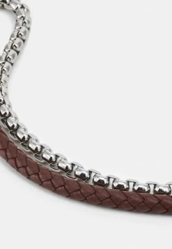 BOSS BLENDED - Bracelet - Silver-coloured/brown -BOSS Sales Store 43c0d2a8904740b89a6630d5919cbb60