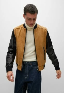 BOSS Leather Jacket - Beige -BOSS Sales Store 5bc58bab803f48c8898ff7388d450700