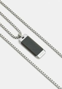 BOSS BENNETT - Necklace - Silver-coloured/ Green -BOSS Sales Store 700c3391594a4fe38ba636b1864586b5