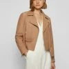 BOSS SALOA - Leather Jacket - Beige -BOSS Sales Store 8da17c9711e74ba79ce88e8ffdacc737