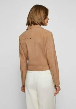 BOSS SALOA - Leather Jacket - Beige -BOSS Sales Store 94a4c4bab4e8436a8434848d0de39d07