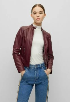 BOSS C SAFLIMA - Leather Jacket - Dark Red Two