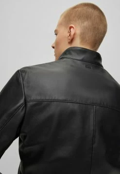 BOSS MAPSON - Leather Jacket - Black One -BOSS Sales Store c6ea45f816e4484b9f6c1ca290439405
