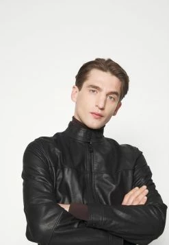 BOSS JOSEP - Leather Jacket - Black -BOSS Sales Store d658218ef36c4cf4bf795a5d3d29cb06