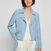 BOSS SALOA - Leather Jacket - Light/pastel Blue